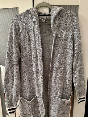 Bench Long Gray White Hooded Cardigan Cotton US XS